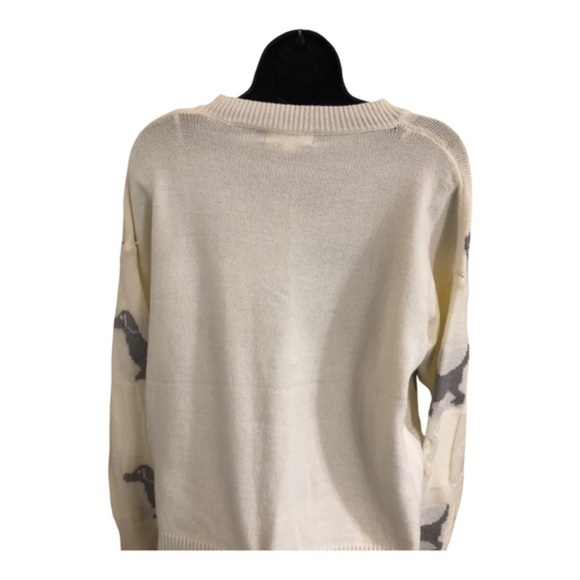 Cream and gray daschound print adorable cardgian sweater size small brand new‎ - Picture 9 of 13